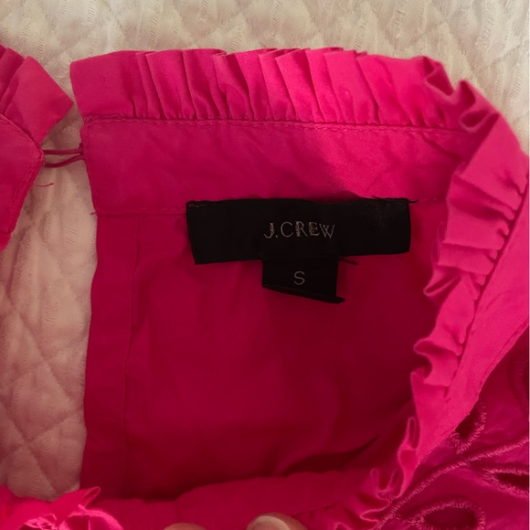 J.Crew Pink Mockneck Cotton Poplin with Embroidered Eyelet- - Picture 3 of 16